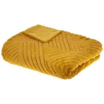 Manta de Pelo Imitación 3D Geo - Amarillo Mostaza - 180 x 230 cm