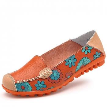 Lucksender - Mocasines de Piel para mujer, color Naranja, talla 38 EU