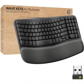 Teclado Logitech Wave Keys para Negocios - Inalámbrico RF y Bluetooth QWERTY US Internacional Grafito (920-012334)
