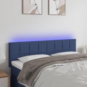 Cabecero tapizado con LED azul 144x5x78/88 cm