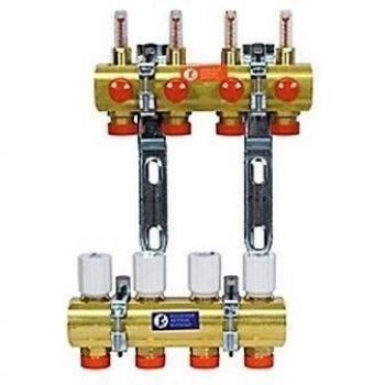 Colector premontado Giacomini R553F 1x18/2 con medidor de caudal para sistemas de climatización