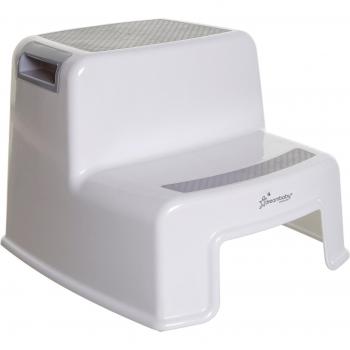 Taburete de Escalera Dreambaby® Antideslizante con Dos Niveles en Blanco y Gris, Soporta Hasta 80 kg