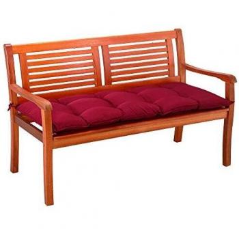 Cojín para banco 120x55x8cm rojo - Asiento y respaldo, interior/exterior, efecto viscoelástico, con sujetadores prácticos