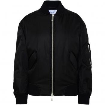 Off-White Women's Nylon Bomber Jacket in Black, Size 38, OWEH028F23FAB001 Color 1010