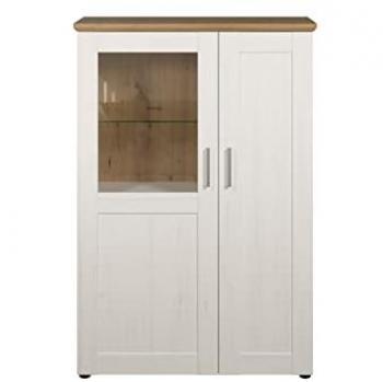 Vitrina de 2 puertas con vidrio templado, altura 140 cm - Shade, Andersen Pino Blanco / Artisan Roble