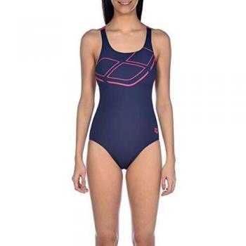 Arena W Swim Pro Back One Piece Bañador Deportivo Mujer Essentials, Navy-Freak Rose, 40