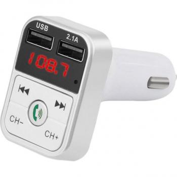 Cargador Inalámbrico Bluetooth FM para Coche con Transmisor LED, Reproductor MP3, 2 Puertos USB y Kit de Manos Libres