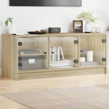 Mueble TV con frente de vidrio de roble Sonoma 102x37x42 cm Marrón