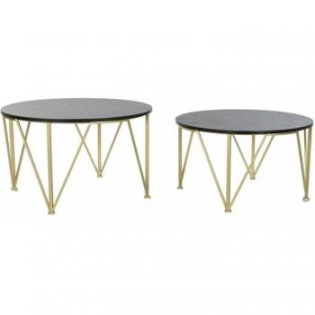 Juego de 2 Mesitas DKD Home Decor Negro Dorado 79 x 79 x 46 cm