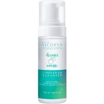 Vicorva® Young Steps Limpiador Cleanser Mousse 150 ml - Vegan - Niacinamida, Aloe Vera, CICA y Bardana - Sebo regulador y Protección de la Barrera Cutánea