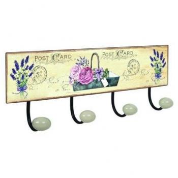 PERCHA PARED METAL 4P. PORCELANA LAVANDA 2 9063N05