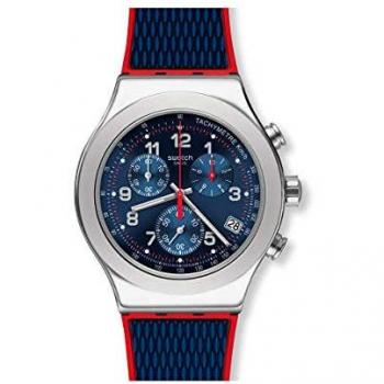 Swatch Mens Chronograph Quartz Watch with Rubber Strap YVS452