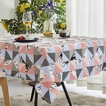 DALINA TEXTIL Mantel de Mesa Antimanchas Rectangular de Estampado Triángulo Multicolor Tejido Impermeable