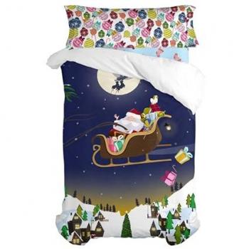 Juego Nórdico Feliz Navidad 2 Piezas Multicolor 100% Algodón 155x220 cm (Cama 80/90) Calidad de 150