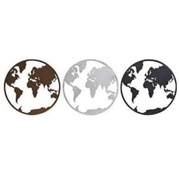 Figura Decorativa DKD Home Decor Mapamundi Negro Cobre Blanco 40 x 1 x 40 cm (3 Piezas)