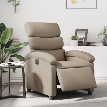 Sillón reclinable eléctrico de cuero sintético color negro, crema y marrón - vidaXL Sillón cómodo para dormitorio y sala de estar, silla relax tipo sofá