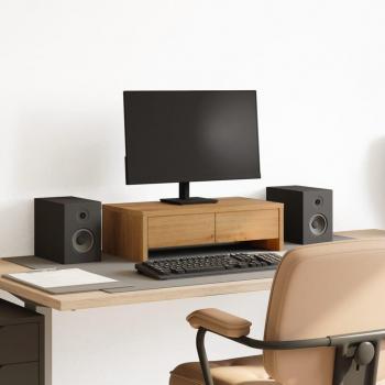 Artisan Oak Monitor Stand with Drawers 50x27x15 cm Engineered Wood