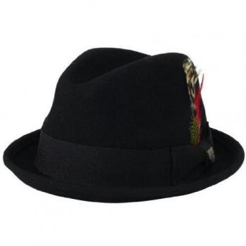 BRIXTON Sombrero de Fedora de Fieltro de ala Corta Ganancia para Hombre, Negro, XL