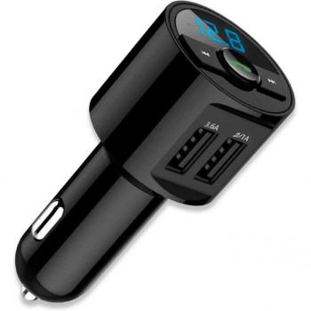 Transmisor Bluetooth OcioDual BT28 con 2 Puertos USB para Coche (Negro)