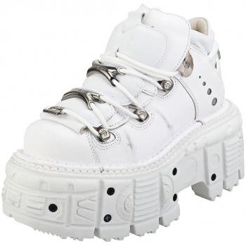 New Rock Unisex White Leather Platform Gothic Punk Boots - M-TANK106-C1 EU 40