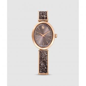 Swarovski Crystal Rock Oval Watch 5656857, Swiss Made, Metal Bracelet, Black, Rose Gold-tone Finish