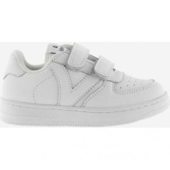 Victoria Tiempo Zapatilla Blanca Efecto Piel - Zapatilla deportiva velcro niño, color blanco, diseño monocromo con tiras adherentes. Talla 31