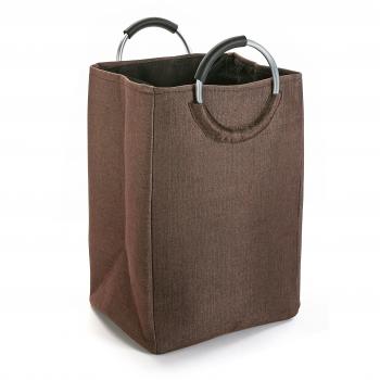 Versa 19485339 Cesta De Ropa C/Asas Chocolate,55x30x46cm,Poliéster, Cesto,Marrón