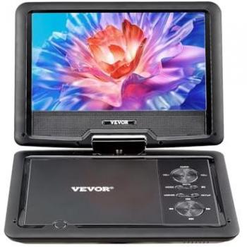 VEVOR Portable DVD Player with 10.1 inch HD Swivel Screen, 4 Hour Rechargeable Battery, Dual Speakers, TV/USB/SD Card/CD/DVD Sync Support, Car Charger