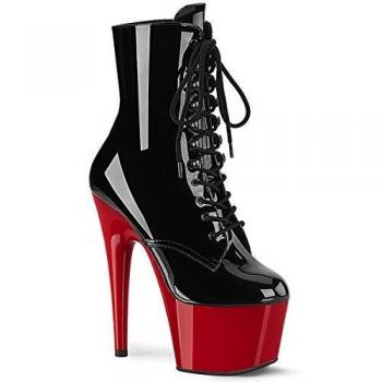Botines de mujer Pleaser Adore-1020 negro patente/rojo UK 6/EU 39/US 9