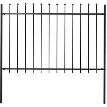 vidaXL Valla de Jardín con Puntas de Lanza Acero Cercado Metal Paneles de Valla Barrera Perimetral Segura Ocultación Decorativa Estable Negro 1.7x1.2m