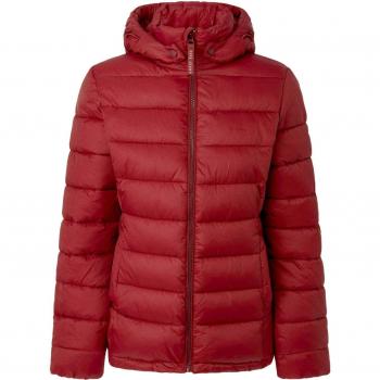 Chaqueta Pepe Jeans Maddie Corta Granate con Capucha Desmontable para Mujer