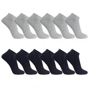 FALARY Calcetines Tobilleros Hombre 12Pares Deportivo Sciclismo Cortos Respirable Algodón Antideslizantes_NegroGris_3538