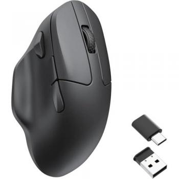 Keychron M7 Ratón Inalámbrico Ergonómico 26,000 DPI Óptico Ligero con Conexión 2.4 GHz/Bluetooth/Cable - Negro