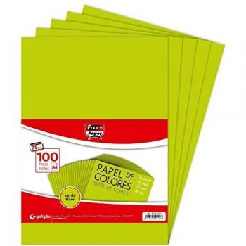 Fixo Paper 65009225. Paquete de 100 Hojas 75 g, Papel, Verde Fluor, A4