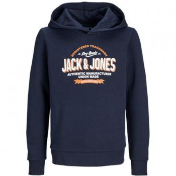 Sudadera Jack&Jones Junior Logo marino con capucha de niño, color navy blazer, diseño con logo, estilo juvenil