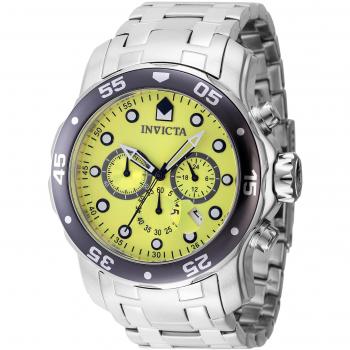 Reloj de pulsera Invicta Pro Diver 47561 para Hombre Cuarzo 48mm Correa Gris Plata Dial Latón Amarillo