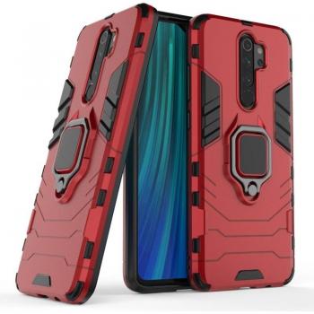 Funda Magnética Con Anillo Para Móvil Xiaomi Redmi Note 8 Pro Rojo, Carcasa Antigolpes Resistente Rígida Dura con Soporte para Ver Multimedia Manos Libres y Uso en Coche, Tecnología de