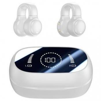 Auriculares M47 Earclip de Conducción Ósea Inalámbricos con Micrófono Bluetooth 5.3, Reducción de Ruido y Diseño Deportivo - Blanco