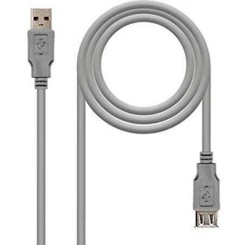 NanoCable 10.01.0203 - Cable prolongador USB 2.0, tipo A/M-A/H, macho-hembra, beige, 1.8mts