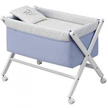 Cambrass Minicuna Tijera Madera, Sky Celeste/bco, 55x87x74 CM