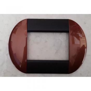 Placa Bicolore Marrón y Negro Compatible con Living International Light Bticino - 3 Foros