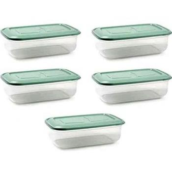 UNISHOP Set de 5 Recipientes de Plástico para Comida, Fiambreras Sin BPA, Táper Apto para Microondas, Congelador y Lavavajillas, de Colores Pastel
