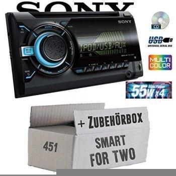 Smart ForTwo 451 2007-2010 - Sony WX800UI - 2DIN CD/MP3/USB Autoradio - Einbauset