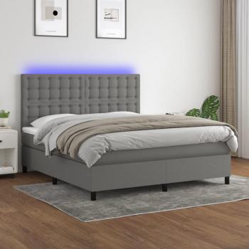 Colchón box spring suave con luces LED en tela gris oscuro 180x200 cm