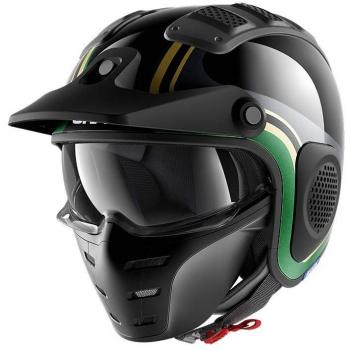 Casco Jet Shark X-Drak Hister Negro Verde Oro KGQ Talla XXL