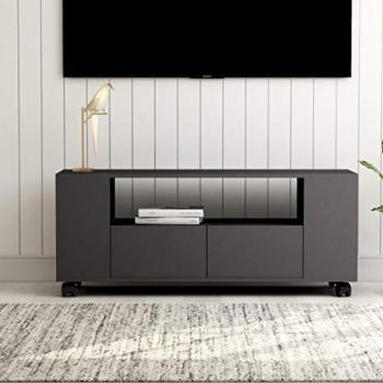Mueble para TV de madera contrachapada 120x35x48 cm en color gris, Mueble de salón, Mesa de TV