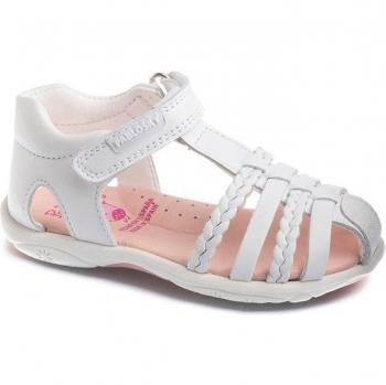 Sandalias Pablosky 031600, color blanco con cierre de velcro y puntera reforzada