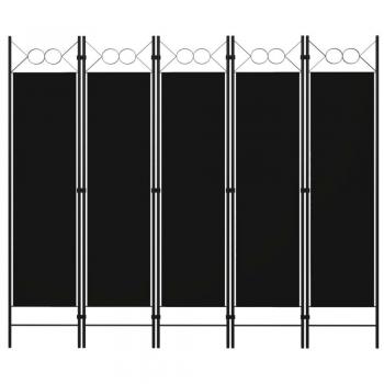 vidaXL 5-Panel Room Divider Black 200x180 cm