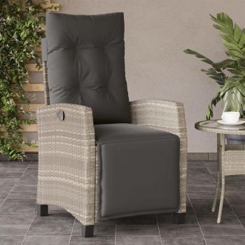 Reposapiés de jardín de silla reclinable gris claro de Polyrattan