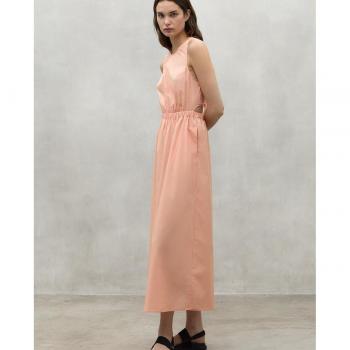 Vestido Midi Sin Mangas Ecoalf Galena Coral con Nudo en la Espalda - Sostenible, Lyocell y Algodón Orgánico